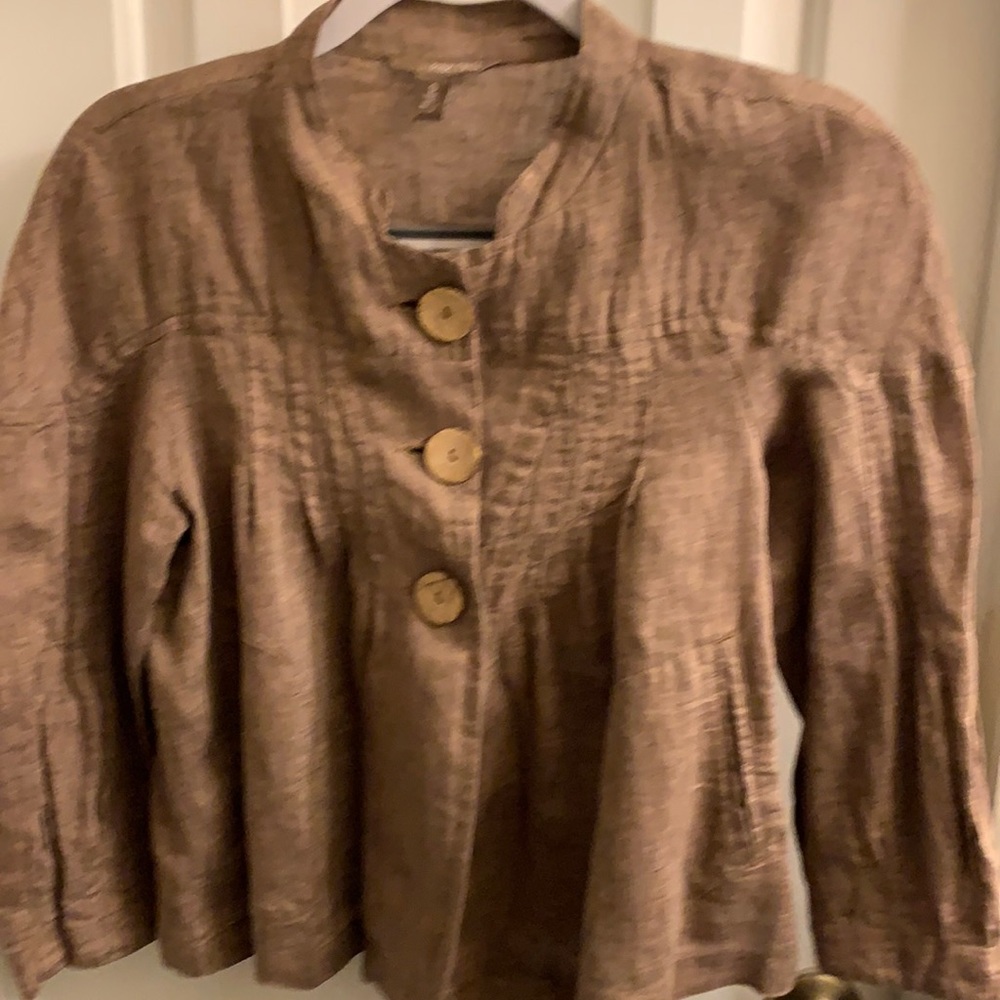 Pink Twill Brown Linen Jacket S